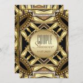 Black Gold Funky Glam Couple Dusche Einladung (Vorne/Hinten)