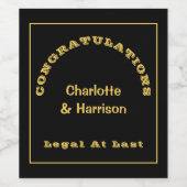 Black Gold Funny Personalisiert Wedding Weinetikett (Einzelnes Label)