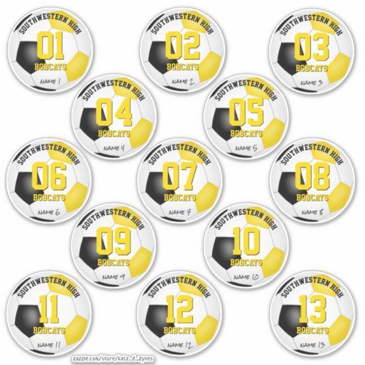Black Gold Fußball Set von 13 Aufkleber (Vorderseite)