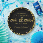 Black Gold Future Mr. und Mrs. Engagement Party Pappteller (Party)