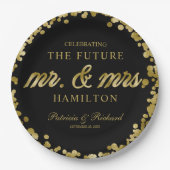 Black Gold Future Mr. und Mrs. Engagement Party Pappteller (Vorderseite)
