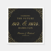 Black Gold Future Mr. und Mrs. Engagement Party Serviette (Vorderseite)