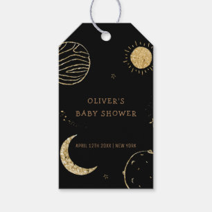 Black Gold Galaxy Mond Stern Junge Baby Shower  Geschenkanhänger