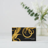 Black & Gold Geblüht Swirl Chic Business Card Visitenkarte (Stehend Vorderseite)