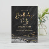 Black Gold Geburtstag jedes Alters Einladung (Stehend Vorderseite)