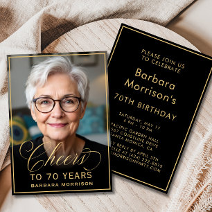 Black & Gold Geburtstag jubelt auf 70 Jahre Foto Einladung
