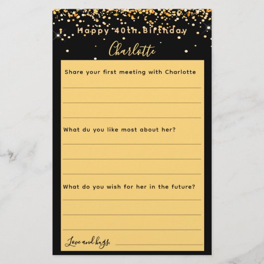 Black Gold Geburtstagskarte (Vorderseite)