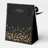 Black & Gold Geburtstagsparty Danke Geschenkschachtel (Rückseite)
