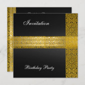 Black Gold Geburtstagsparty Einladung (Vorne/Hinten)