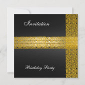 Black Gold Geburtstagsparty Einladung (Vorderseite)