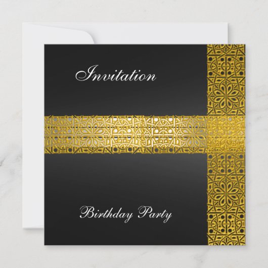 Black Gold Geburtstagsparty Einladung (Vorderseite)