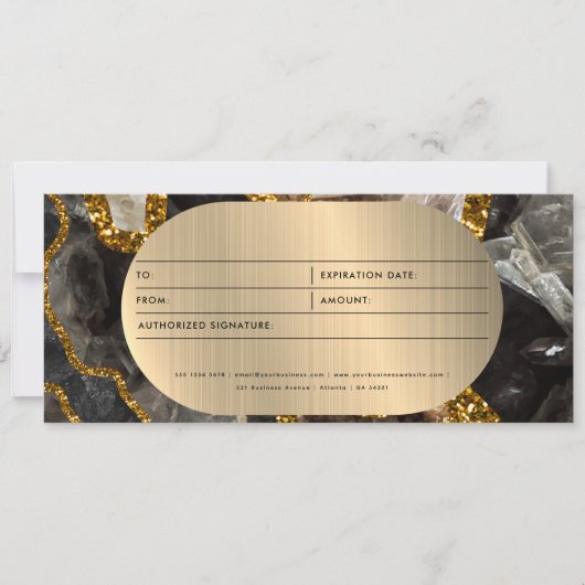 Black Gold Geode Geschenkgutschein (Vorderseite)
