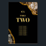 Black & Gold Geode Glitzer Hochzeit Tischnummer<br><div class="desc">Eine wunderschöne Schwarz-Gold-Geode verleiht Kristall-Edelstein-Design mit goldenen Glitzer-Akzenten. Dieses elegante Marmordekor, das Schwarz und Gold kombiniert, schafft ein anspruchsvolles Amethyststück abstrakter Kunst. Die Kombination aus Schwarz und Gold schafft einen eleganten, trendigen und schicken Stil. Elegantes Hochzeitsdesign mit Flachbild-Tischkarte mit modernen Elementen. Das einfache Einrichten der Typografie verleiht ihr einen besonderen...</div>