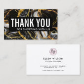 Black & Gold Geode Marble Business Vielen Dank Visitenkarte (Vorne/Hinten)