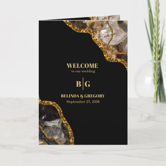 Black Gold Geode Wedding Program Order of Service Programm (Vorderseite)