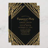 Black Gold Geometric Abstrakt Engagement Party Einladung (Vorne/Hinten)