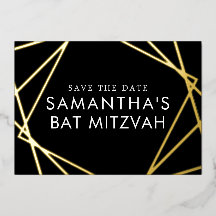 Black Gold Geometric Bat Mitzvah Save the Date
