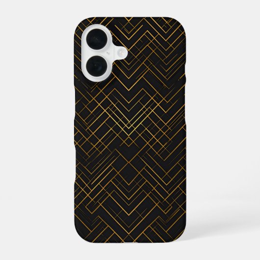 Black Gold Geometric iPhone 16 Hülle (Rückseite)