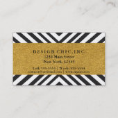 Black & Gold Geometric Lines Chic Business Card Visitenkarte (Rückseite)
