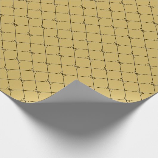 Black Gold Geometric Simple Bow Pattern Geschenkpapier (Ecke)
