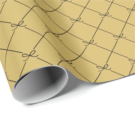 Black Gold Geometric Simple Bow Pattern Geschenkpapier (Rolleneckpunkt)