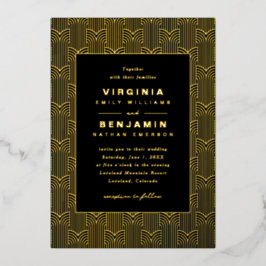 Black Gold Geometric Wedding Folieneinladung