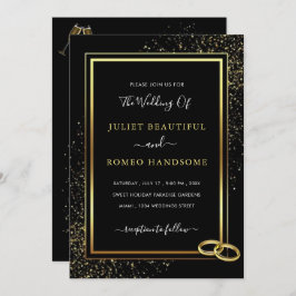 Black Gold Gerahmt Glitzer Hochzeitseinladung