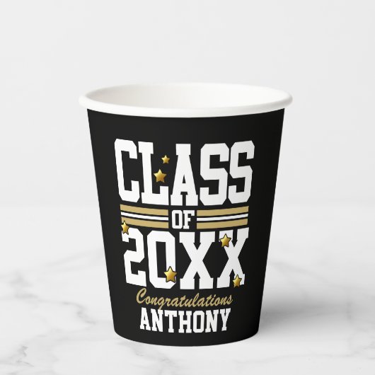Black|Gold Geschlossen Class Paper Cups Pappbecher (Vorderseite)