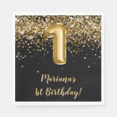 Black Gold Girl 1. Geburtstag Party Serviette (Vorderseite)