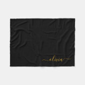 Black Gold Girl Monogram Name Modern Fleecedecke (Vorderseite (Horizontal))