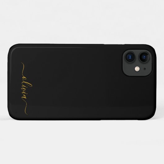 Black Gold Girl Script Monogram Name Modern Case-Mate iPhone Hülle (Rückseite (Horizontal))