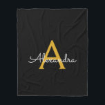 Black Gold Girl Script Monogram Name Modern Fleecedecke<br><div class="desc">Gold und Black Imitats Script Monogram Fügen Sie Ihren eigenen Namen Fleece Blanket. Das macht den perfekten 16 Geburtstag,  Hochzeit,  Brautparty,  Jubiläum,  Babydusche oder Junggeselinnen-Abschied Geschenk für jemanden,  der Lieben glamourösen Luxus und schicke Stile.</div>