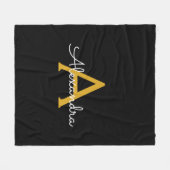 Black Gold Girl Script Monogram Name Modern Fleecedecke (Vorderseite (Horizontal))