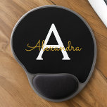 Black Gold Girl Script Monogram Name Modern Gel Mousepad<br><div class="desc">Gold und Schwarz Monogramm Fügen Sie Ihren eigenen Namen Mousepad (Maus Pad). Das macht den perfekten 16 Geburtstag,  Hochzeit,  Brautparty,  Jubiläum,  Babydusche oder Junggeselinnen-Abschied Geschenk für jemanden,  der Lieben glamourösen Luxus und schicke Stile.</div>