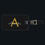 Black Gold Girl Script Monogram Name Modern Gepäckanhänger<br><div class="desc">Schwarz und Gold Monogramm Fügen Sie Ihren eigenen Namen Script Gepäcksack Tag Die Tasche Tag macht den perfekten süßen 16 Geburtstag,  Hochzeit,  Brautparty,  Babydusche oder Junggeselinnen-Abschied Geschenk für jemanden,  der ihr Zimmer in Stil dekoriert.</div>