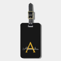 Black Gold Girl Script Monogram Name Modern