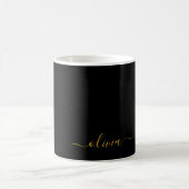 Black Gold Girl Script Monogram Name Modern Kaffeetasse (Mittel)