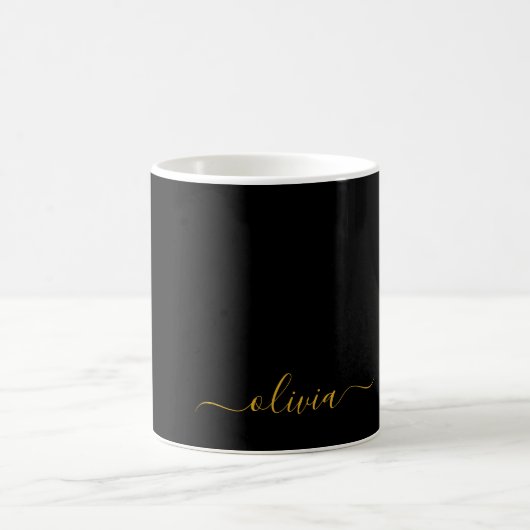 Black Gold Girl Script Monogram Name Modern Kaffeetasse (Mittel)