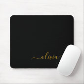 Black Gold Girl Script Monogram Name Modern Mousepad (Mit Mouse)