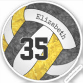 Black Gold Girls Volleyball mit Spielernummer Aufkleber (Vorderseite)