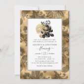 Black & Gold Glam 50. Goldener Hochzeitstag Einladung (Vorderseite)
