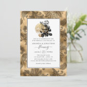 Black & Gold Glam 50. Goldener Hochzeitstag Einladung (Stehend Vorderseite)