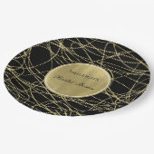 Black Gold Glam Abstraktes Brautparty Pappteller (Schrägansicht)