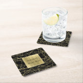 Black Gold Glam Abstraktes Brautparty Rechteckiger Pappuntersetzer (Vor Ort)