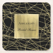 Black Gold Glam Abstraktes Brautparty Rechteckiger Pappuntersetzer (Vorderseite)