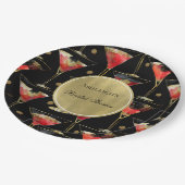 Black Gold Glam Drinks Brautparty Pappteller (Schrägansicht)