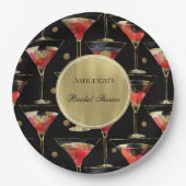 Black Gold Glam Drinks Brautparty Pappteller (Vorderseite)