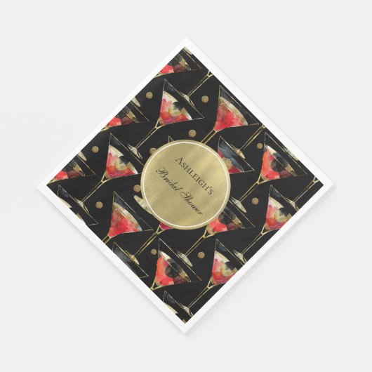 Black Gold Glam Drinks Brautparty Serviette (Ecke)