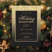 Black & Gold Glam FAUX Glitter Holiday Dinner  Einladung