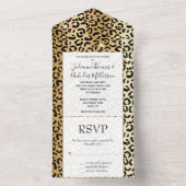 Black Gold Glam Glitzer Leopard All In One Einladung (Innen Boden)